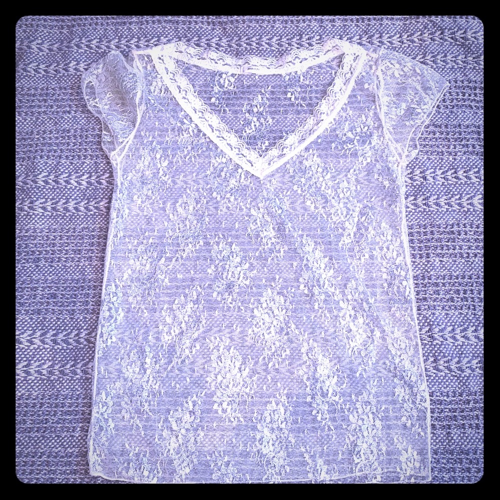 Lacy Cream Blouse with Shimmer